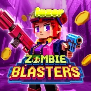 Interface do jogo Zombie Blasters com temática de arcade retrô